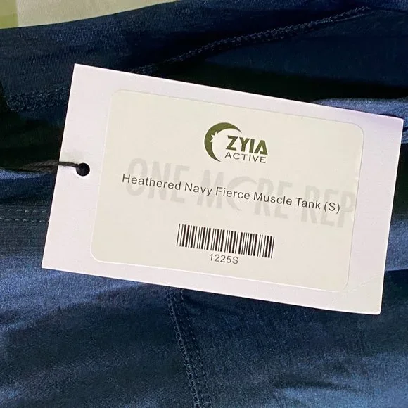 NWT ZYIA Activewear Heathered Navy Fierce Muscle Tank Size Small - Picture 7 of 8